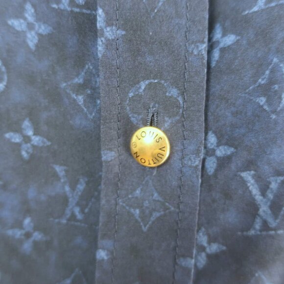 Louis Vuitton Monogram Cloud Masculine Shirt Navy Printed Silk Size 38 - Picture 2 of 8